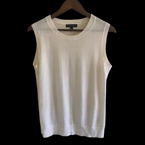 Banana Republic Men's Cream 100% Merino Wool Sleeveless Crew Neck Sweater Vest M